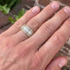 OctaPearl Baguette Cut Three Row Lab Grown Diamond Men's Full Eternity Wedding Band - alternate view