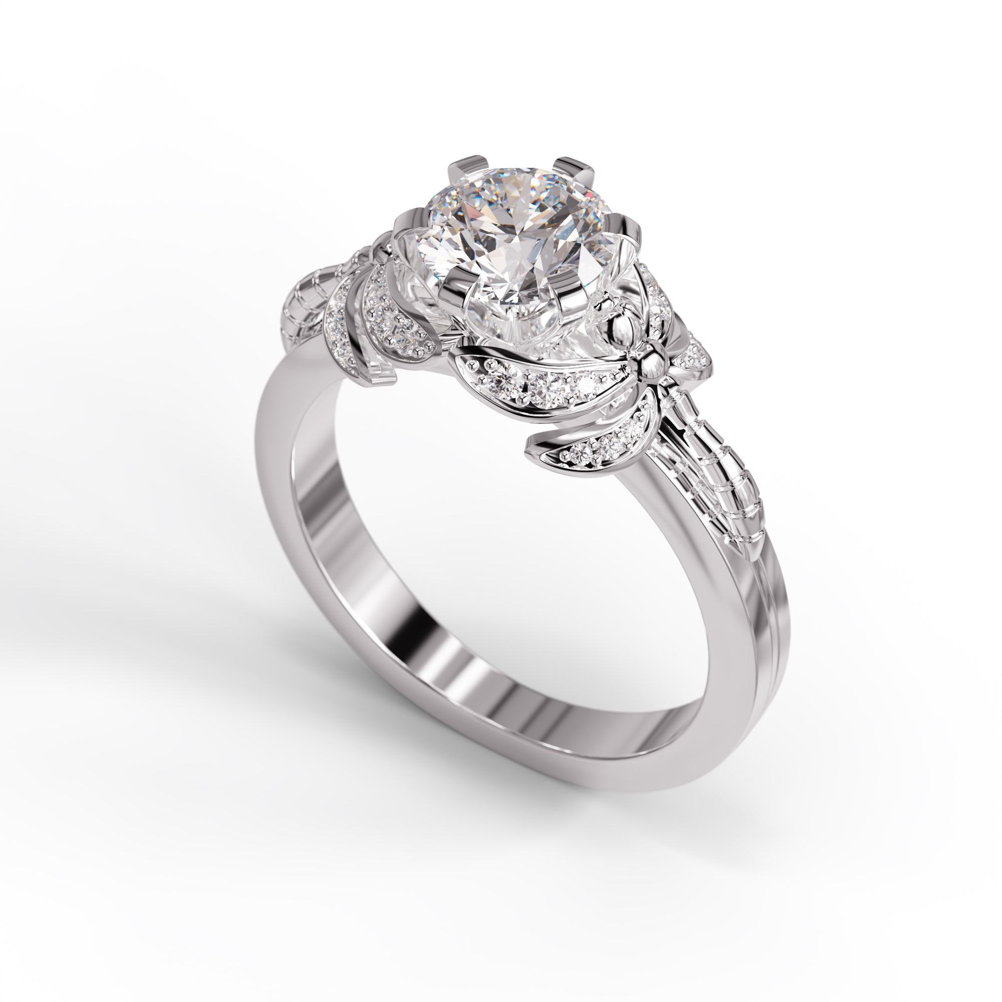 Vintage Moissanite Filigree Engagement Ring – Intricate Silver