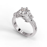 Vintage Moissanite Filigree Engagement Ring – Intricate Silver