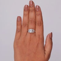 Silver ring with a diamond on a hand against a plain background, Round Cut Dragonfly Engagement Ring – White Gold Solitaire Wedding Jewelry