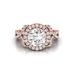 Round Moissanite Halo Twisted Vintage Inspire Ring