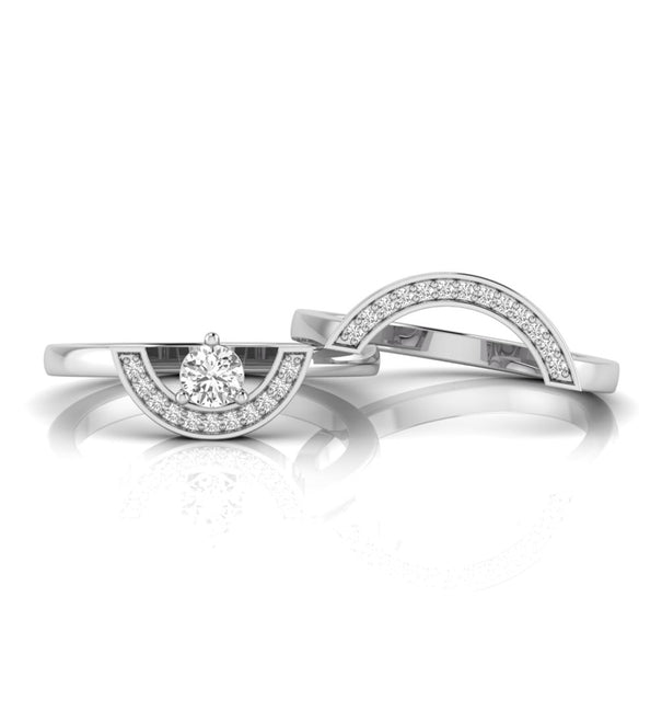 Round Moissanite Curved Wedding Band Set For Women