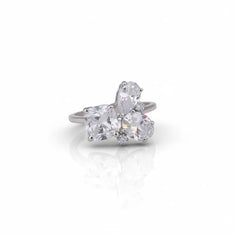 Three Stone Moissanite Ring – Cushion, Pear & Round Unique Cuts