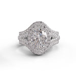 Oval Cut Moissanite Diamond Ring Set – Halo Bridal Wedding Band