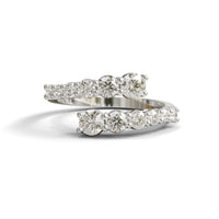 graduated Moissanite ring, bypass Moissanite ring, open gap ring, round cut Moissanite ring, Moissanite bypass shank