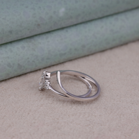 Romantic Chevron Shaped Bridal Bands For Women, Affordable Marquise and Round Wedding Band Set