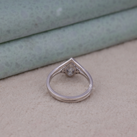 Dainty Stackable Moissanite Bridal Set, Gorgeous Marquise Cut Moissanite Chevron Rings, Sparkling Round Moissanite Stackable Wedding Jewelry