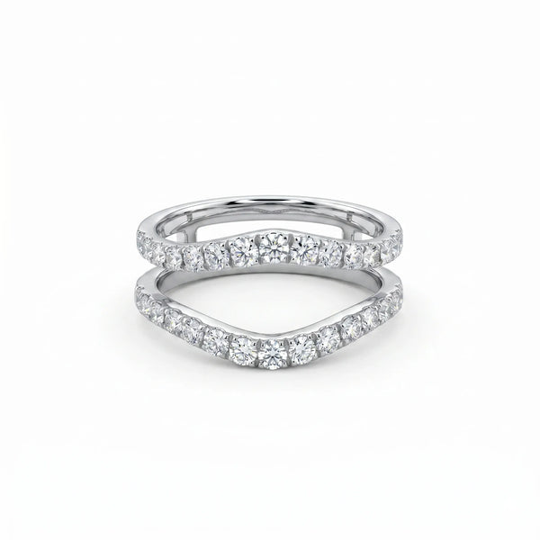 Round Moissanite Double Band Ring Enhancer Guard for Engagement Rings