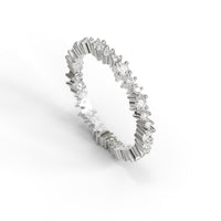 Round Moissanite Minimalist eternity Wedding Band For Women