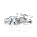 Emerald & Princess Cut CZ Stone Enhancer Guard Ring Set