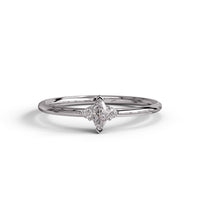 Moissanite Marquise Trio Solitaire Ring – Modern Silver Minimal