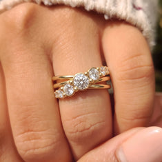 OctaPearl Seven Stone Crossover Lab Grown Diamond Engagement Ring - alternate view