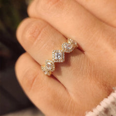 OctaPearl Multi Shape Lab Grown Diamond Halo Engagement Ring - alternate view