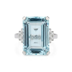 Emerald Cut Ice Blue CZ Cocktail Ring – Statement Luxury Ring