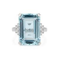 Emerald Cut Ice Blue CZ Cocktail Ring – Statement Luxury Ring