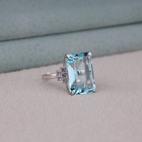 Emerald Cut Ice Blue CZ Cocktail Ring – Statement Luxury Ring