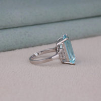 Emerald Cut Ice Blue CZ Cocktail Ring – Statement Luxury Ring
