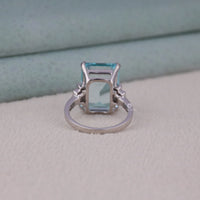 Emerald Cut Ice Blue CZ Cocktail Ring – Statement Luxury Ring