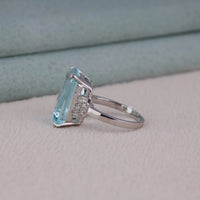 Emerald Cut Ice Blue CZ Cocktail Ring – Statement Luxury Ring