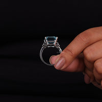 Emerald Cut Ice Blue CZ Cocktail Ring – Statement Luxury Ring