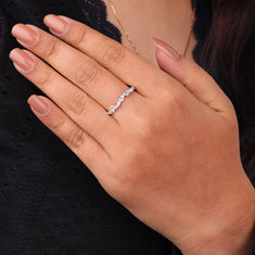 Moissanite Vintage Milgrain Stackable Ring – Silver Band - alternate view