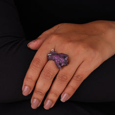 Round Cut CZ Pink With Blue Eye Baby Piglet Cute Ring For Birthday Gift - alternate view