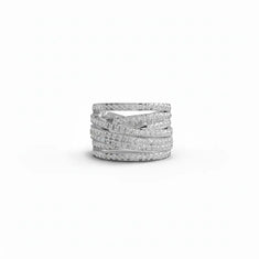 Wide Band Pave Moissanite Cocktail Ring – Modern Statement Silver