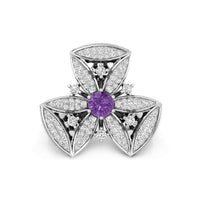 Purple CZ Stone Flower Inspired Party Wear Ring For Women