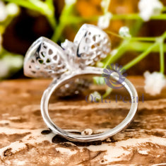 Purple CZ Stone Flower Inspired Party Wear Ring For Women - alternate view