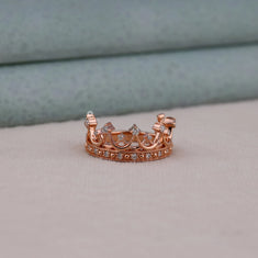 Moissanite Diamond Crown Style Stackable Ring - alternate view