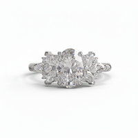 Oval Moissanite Engagement Ring – Marquise Side Stone Silver