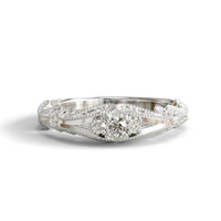 Round Moissanite Minimalist Milgrain Art deco Ring For Engagement
