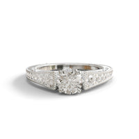 Elegant Milgrain Art Deco Bridal Ring With Round Moissanite