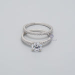 10K White Gold Moissanite Prong Bridal Ring Set