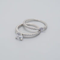 10K White Gold Moissanite Prong Bridal Ring Set