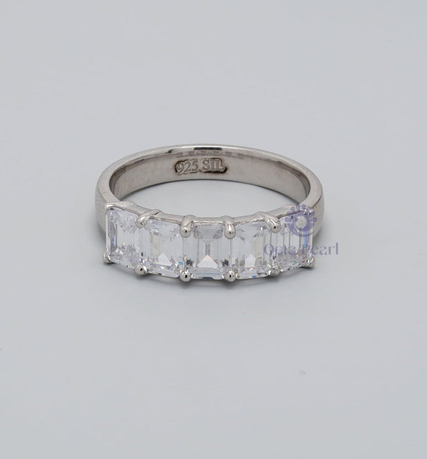 5-stones Emerald Cut Engagement Ring