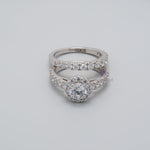 Round Moissanite Bridal Ring Set with Halo