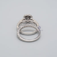 Round Moissanite Bridal Ring Set with Halo