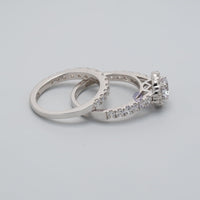 Round Moissanite Bridal Ring Set with Halo