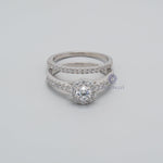 Round Moissanite Bridal Set with Half Eternity Band