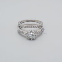 Round Moissanite Bridal Set with Half Eternity Band
