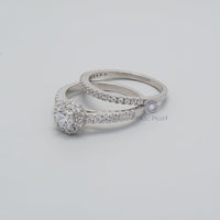 Round Moissanite Bridal Set with Half Eternity Band