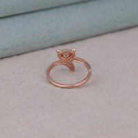 Rose gold ring with a heart design on a light gray surface, Nature Inspired Moissanite Bridal Jewelry, Affordable Animal Design Moissanite Ring, Elegant Fox Shaped Wedding Jewelry