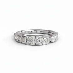 Round Moissanite Edwardian Band Ring For Engagement Wedding