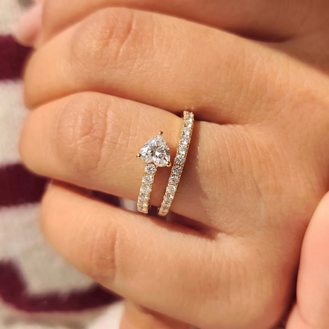 OctaPearl Heart Cut Lab Grown Diamond Pave Bypass Wrap Engagement Ring