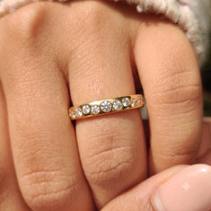 OctaPearl Flush Set Round Lab Grown Diamond Half Eternity Wedding Band - alternate view