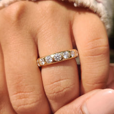 OctaPearl Flush Set Round Lab Grown Diamond Half Eternity Wedding Band - alternate view
