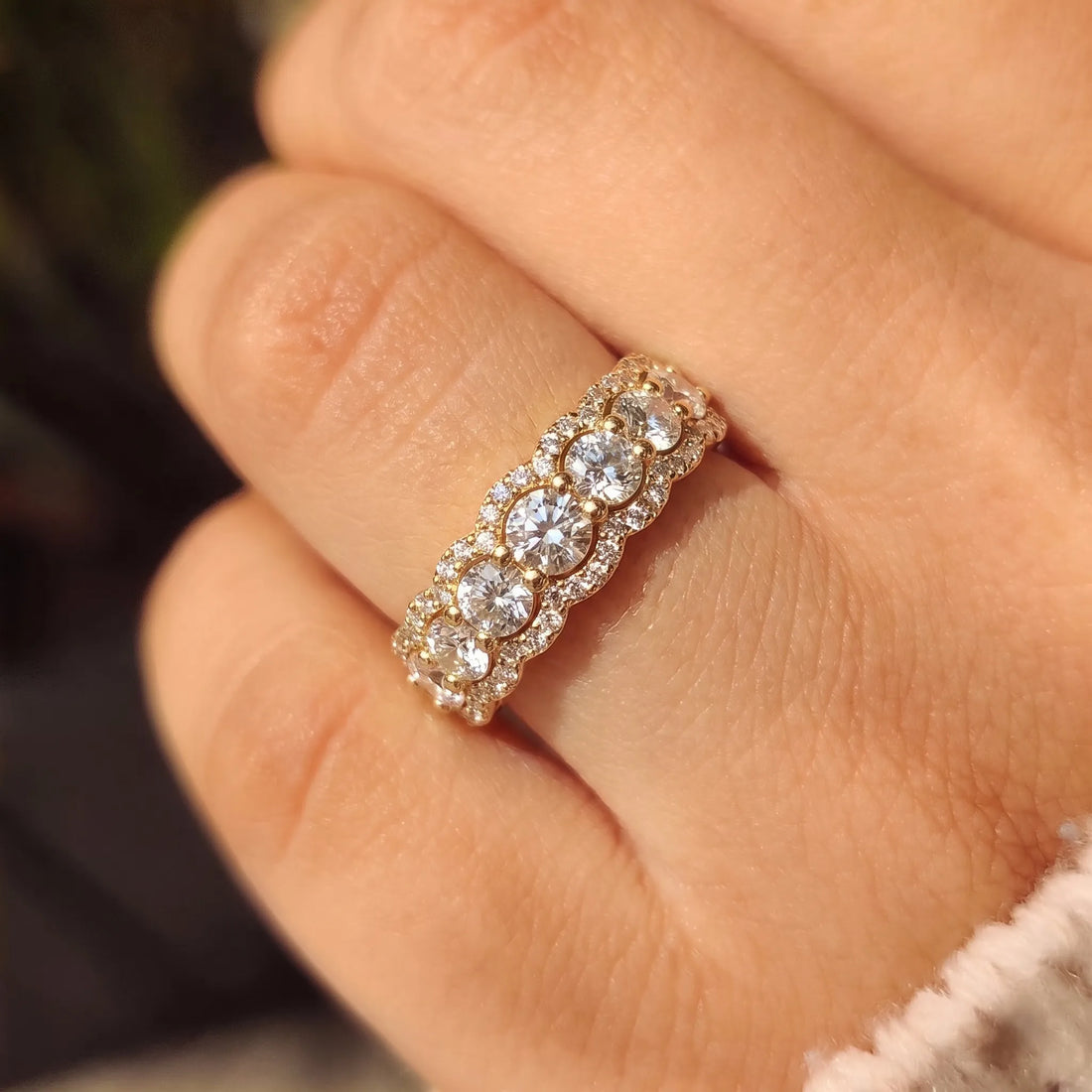 OctaPearl Round Cut Multi Halo Lab Grown Diamond Pave Engagement Ring