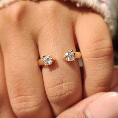 OctaPearl Two Stone Minimalist Lab Grown Diamond Open Gap Engagement Ring - alternate view