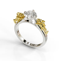 Solitaire Round Moissanite Dual Pikachu Pokemon Ring